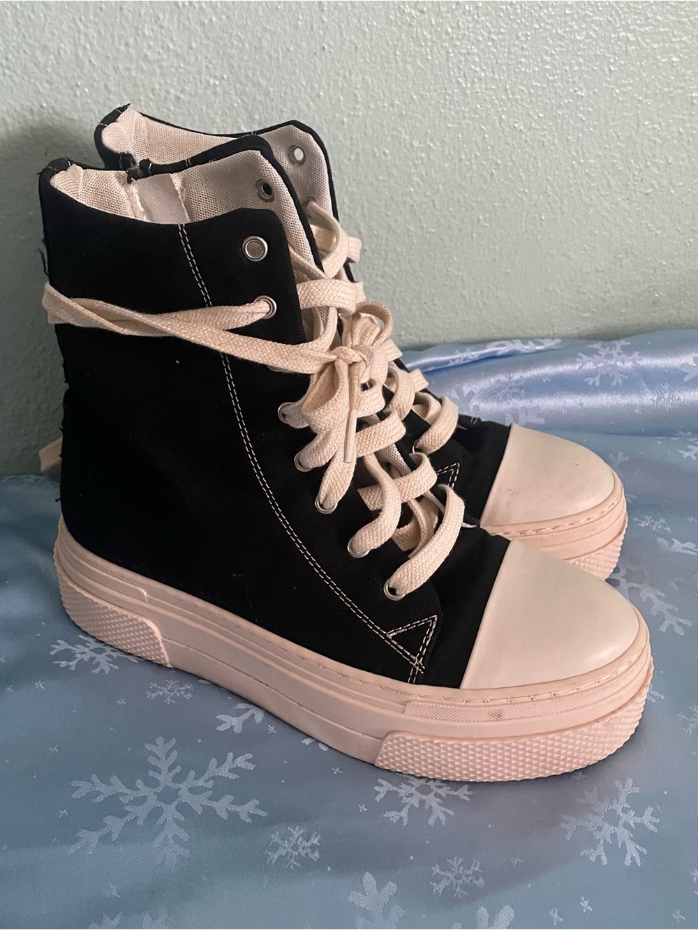 Cristian Zerotre Calipso 300 Shoes canva Size 39 Black White High Top Italy CR03